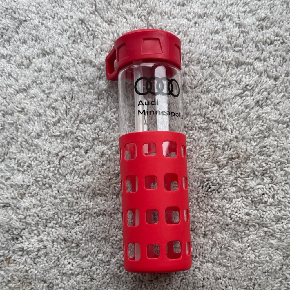 Audi Red Water Bottle with Protective Sleeve - Picture 4 of 8